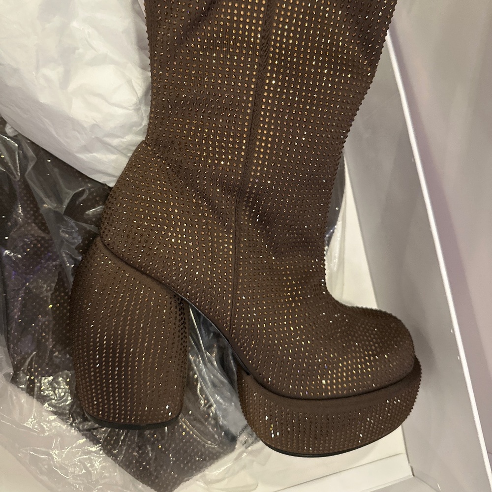 H&M Studio Sequined Rhinestones Embellished Boots